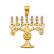 14K Two-Tone Gold CZ Menora Pendant
