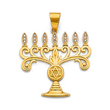 14K Two-Tone Gold CZ Menora Pendant