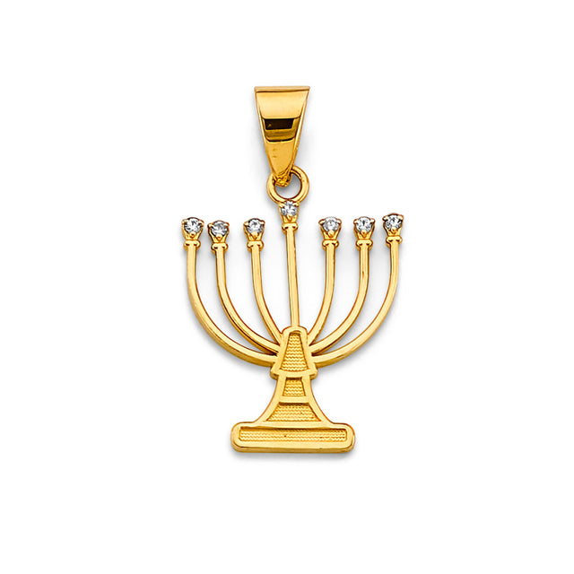 14K Yellow Gold Menora Pendant