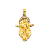 14K Two-Tone Gold Jesus Open Arms Pendant