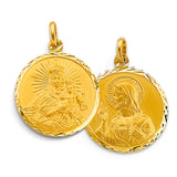 14K Yellow Gold Virgen del Carmen Sacred Heart Pendant