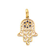 14K Yellow Gold Enamel Hamsa Hand Pendant