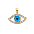 14K Two-Tone Gold Evil Eye Pendant on White Background