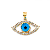 14K Two-Tone Gold Evil Eye Pendant on White Background