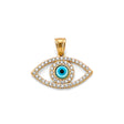 14K Yellow Gold Evil Eye Pendant on White Background