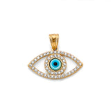 14K Yellow Gold Evil Eye Pendant on White Background