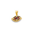 14K Yellow Gold Marquise Enamel Evil Eye Pendant on White Background