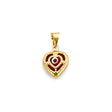 14K Yellow Gold Enamel Evil Eye Heart Pendant on White Background