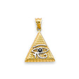 14K Two-Tone Gold Eye of Horus Pyramid Pendant on White Background