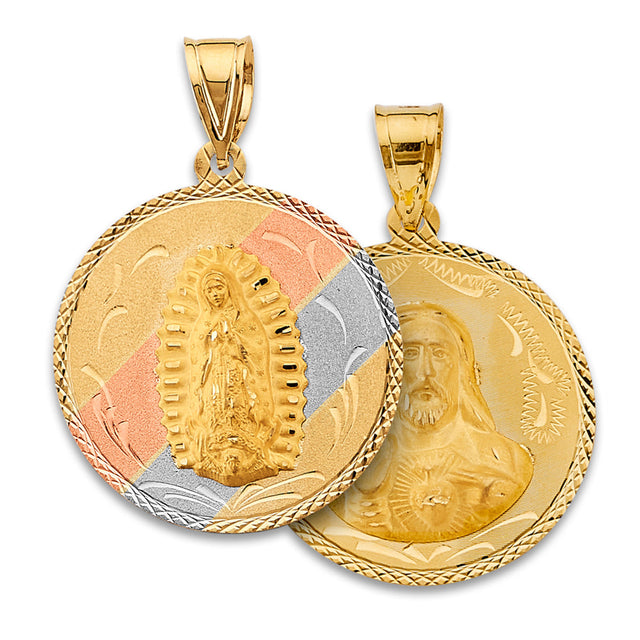 14K Tricolor Gold Religious Stamp Pendant