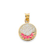 14K Yellow Gold Enamel Lotus Medallion Pendant