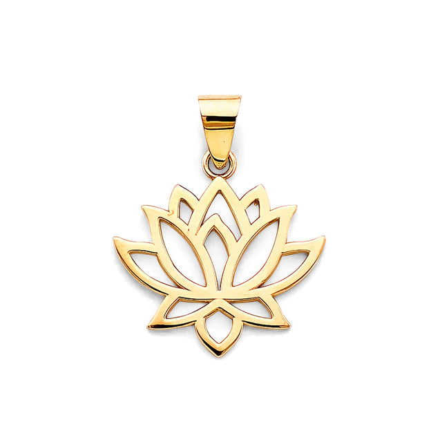 14K Yellow Gold Openwork Lotus Flower Pendant