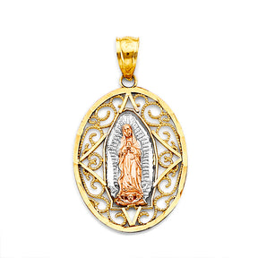 14K Tricolor Gold Guadalupe Pendant