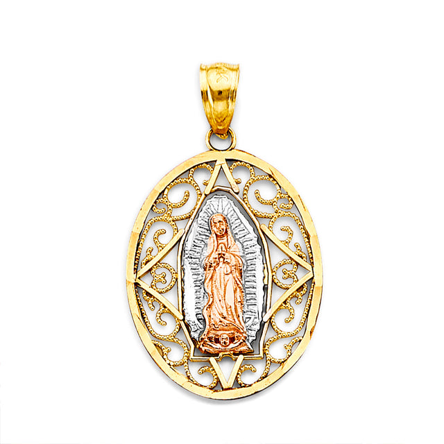 14K Tricolor Gold Guadalupe Pendant