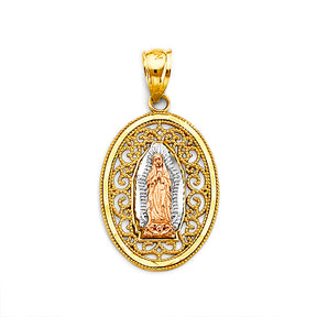 14K Tricolor Gold Guadalupe Pendant
