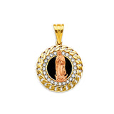 14K Two-Tone Gold CZ Onyx Guadalupe Pendant