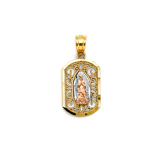 14K Tricolor Gold Guadalupe Pendant