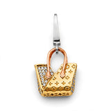 14K Tricolor Gold Heart-Pattern Handbag Pendant