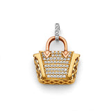 14K Tricolor Gold Pavé Handbag Pendant