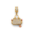 14K Two-Tone Gold Handbag with Dangling Heart Pendant