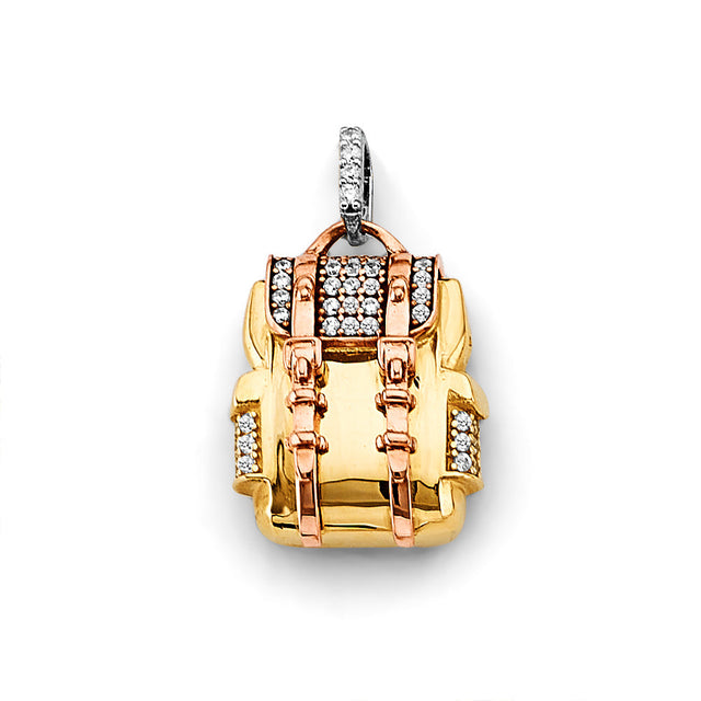 14K Tricolor Gold Backpack Pendant