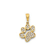 14K Yellow Gold Pavé Paw Print Pendant