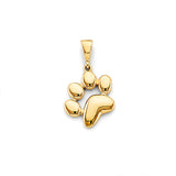 14K Yellow Gold Paw Print Pendant
