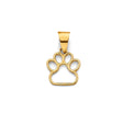 14K Yellow Gold Paw Print Outline Pendant