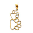 14K Yellow Gold Double Paw Print Outline Pendant
