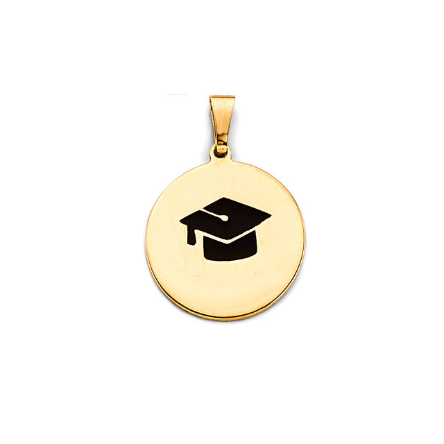 14K Yellow Gold Graduation Cap Medallion Pendant