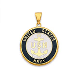 14K Yellow Gold Double-Sided U.S. Navy Emblem Pendant