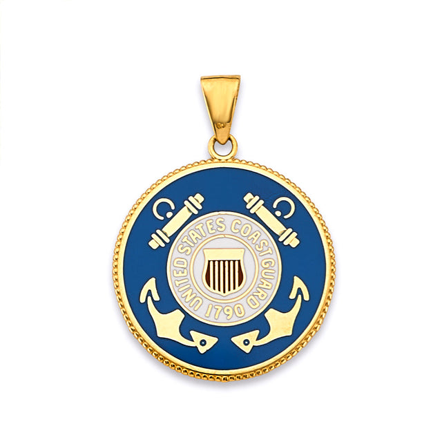 14K Yellow Gold US Coast Guard Pendant