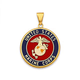 14K Yellow Gold US Marine Corps Pendant