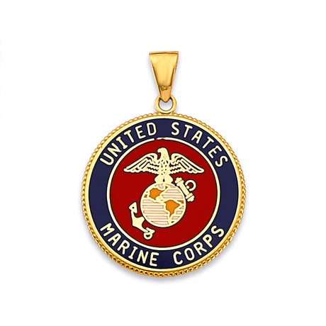 14K Yellow Gold US Marine Corps Pendant