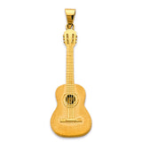 14K Yellow Gold Large Acoustic Guitar Pendant