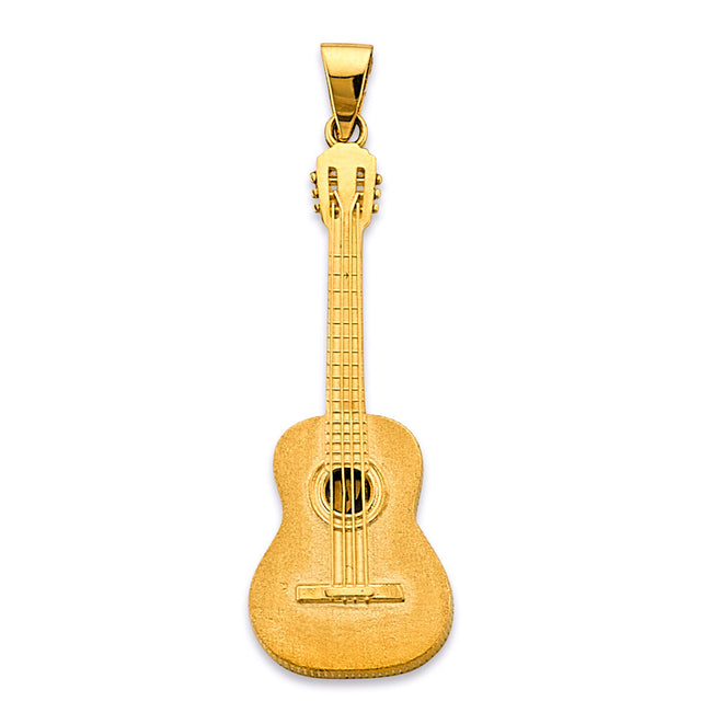 14K Yellow Gold Large Acoustic Guitar Pendant