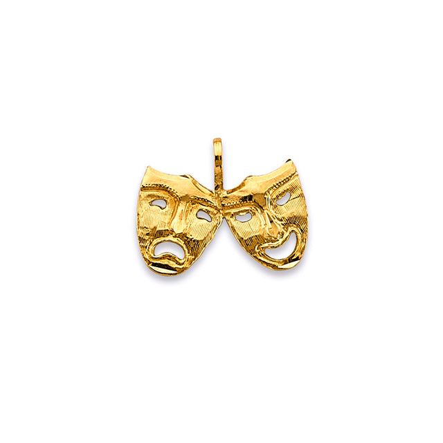 14K Yellow Gold Comedy & Tragedy Masks Pendant
