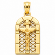 14K Two-Tone Gold Framed Crucifix Pendant