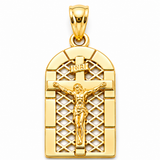 14K Two-Tone Gold Framed Crucifix Pendant