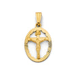 14K Yellow Gold Oval Crucifix Pendant