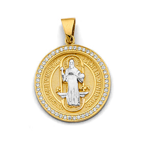 14K Two-Tone Gold CZ San Benito Pendant
