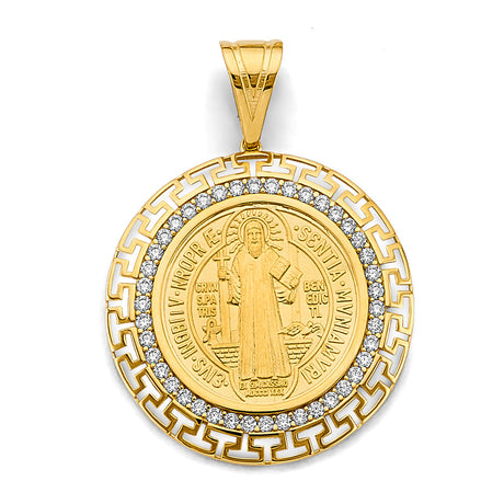 14K Two-Tone Gold Greek Frame San Benito Pendant