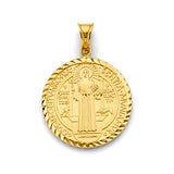 14K Yellow Gold Hollow San Benito Medal Pendant — Small