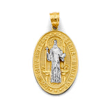 14K Two-Tone Gold Oval San Benito Pendant