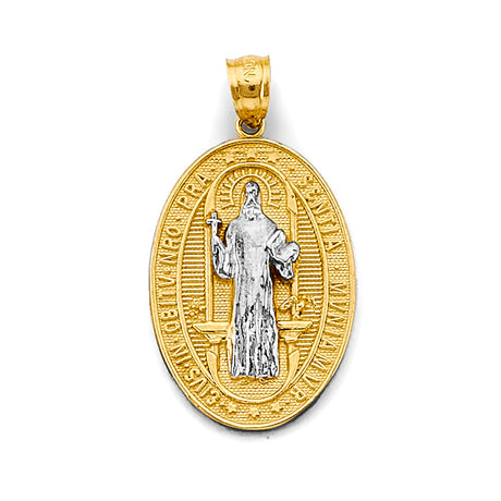 14K Two-Tone Gold Oval San Benito Pendant