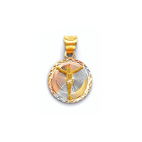 14K Tricolor Gold Stamp Guadalupe Pendant