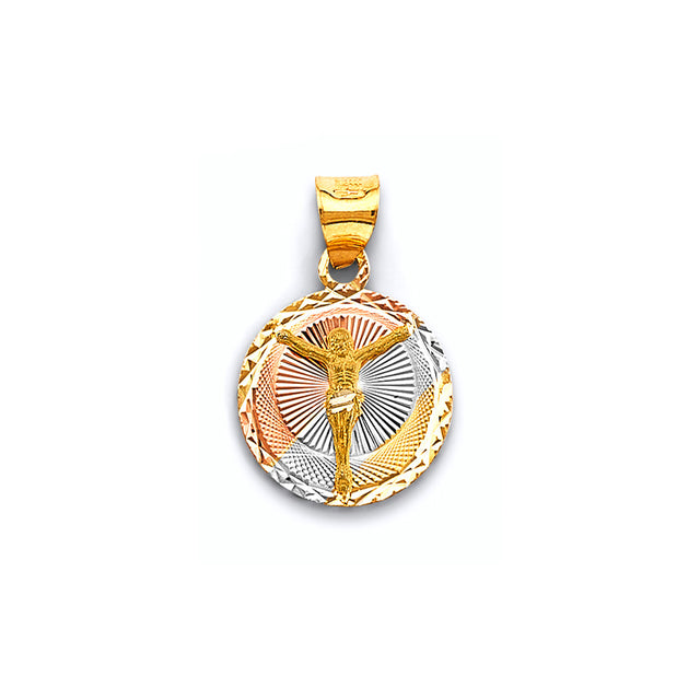 14K Tricolor Gold Stamp Guadalupe Pendant