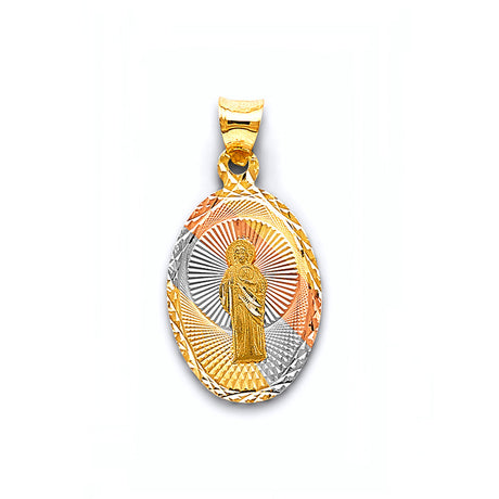 14K Tricolor Gold Stamp St. Jude Thaddeus Pendant