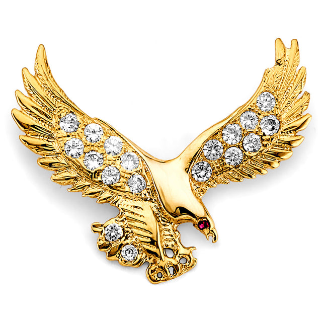 14K Yellow Gold Stone-Accented Eagle Pendant