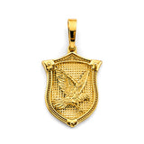 14K Yellow Gold Eagle Shield Pendant